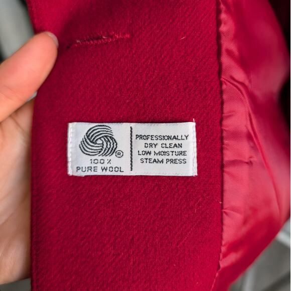 Vintage Red Wool Jacket Chic Minimalist Romance Red Blazer Red Wool Coat Medium - Picture 8 of 8